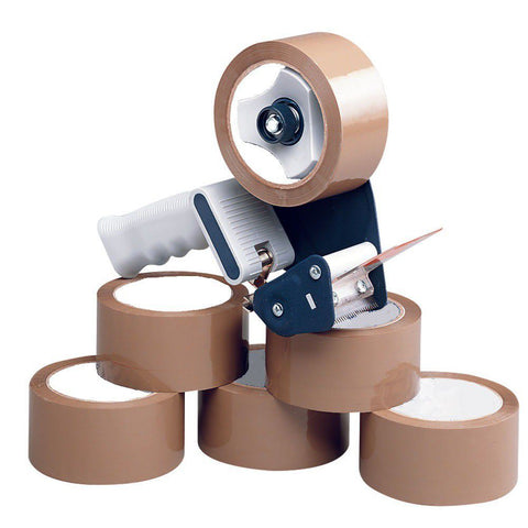 6 rolls of buff packing tape.